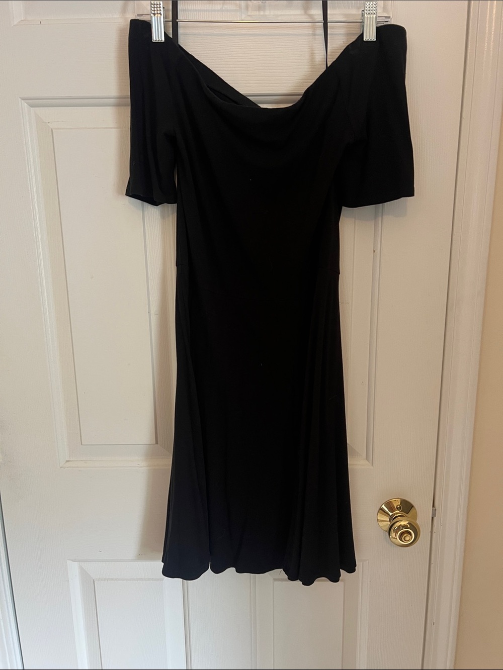 White House Black Market Black Off-the-Shoulder Midi Dress